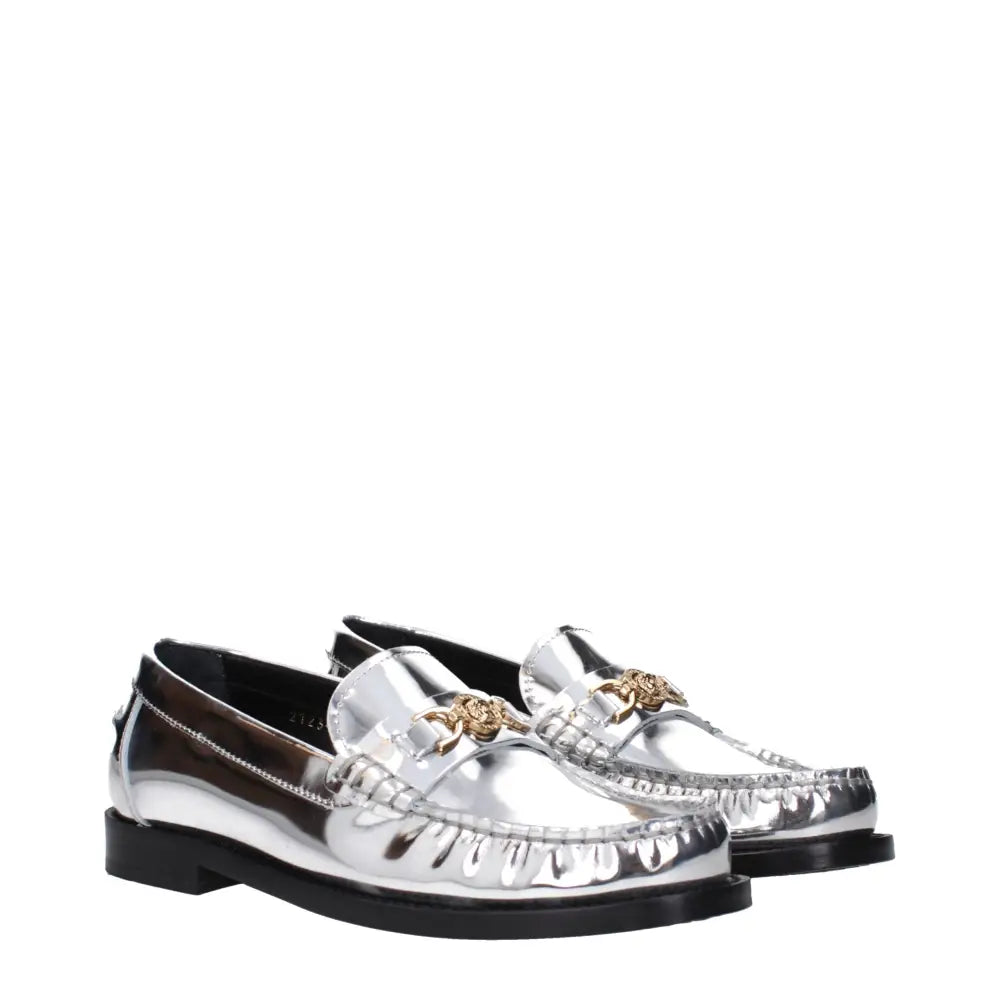 Versace Graue Leder Slipper