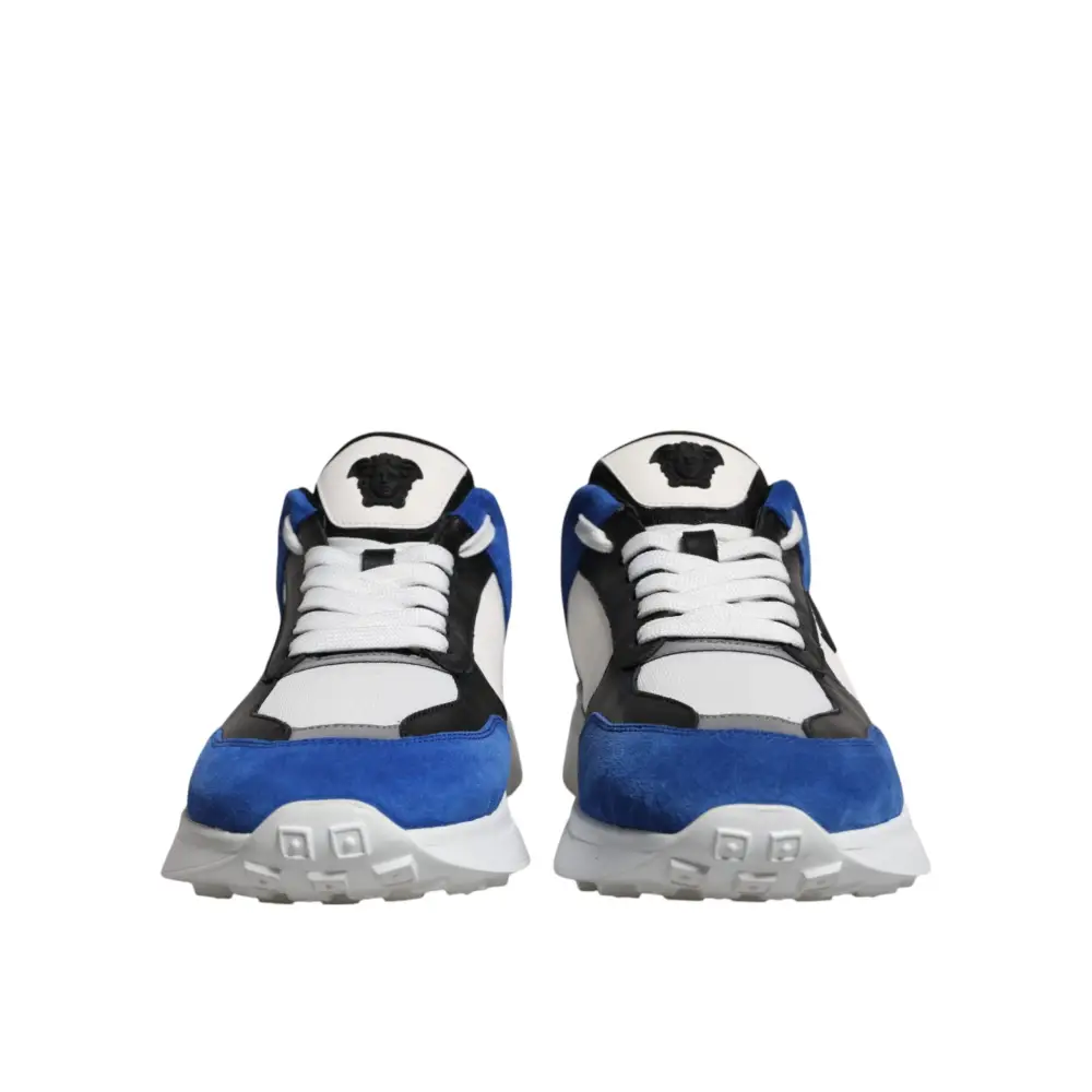 Versace Multicolor Canvas Quad Stoff Medusa Low Top Turnschuhe Schuhe