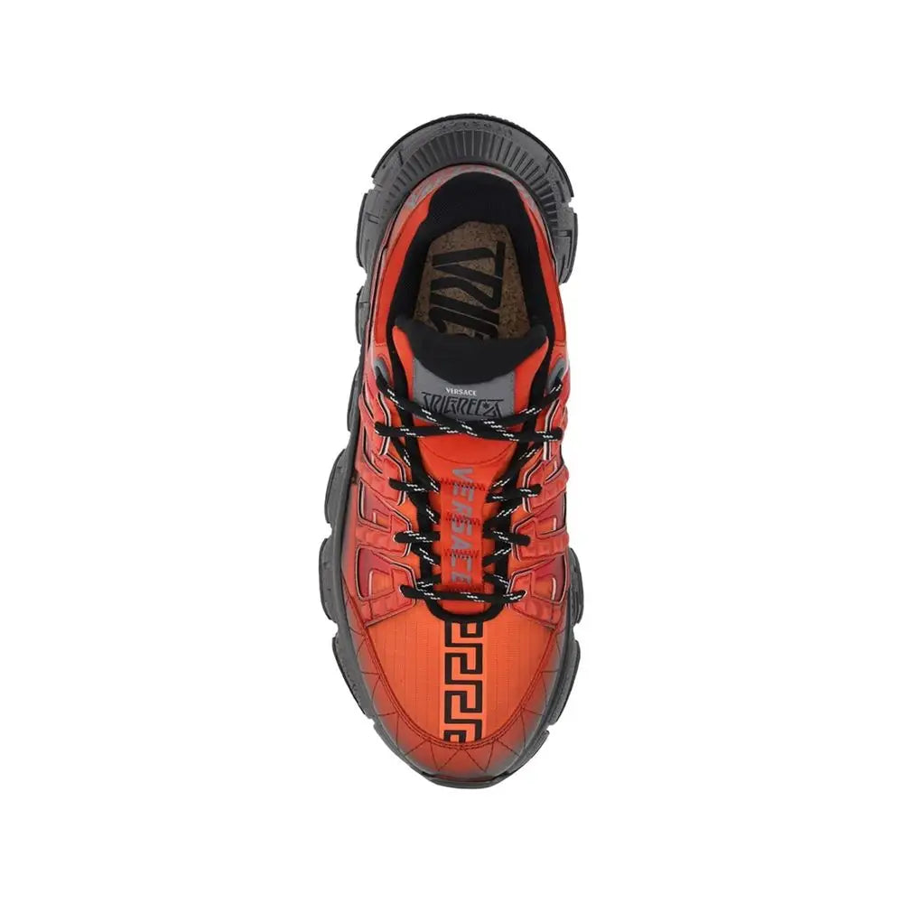 Versace Orange Fabric Athletic Sneakers - EU39/US6