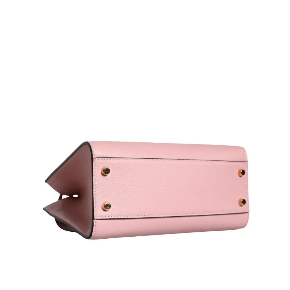 Versace Pinke Crossbody-Tasche mit kleinem Griff aus genarbtem Kalbsleder