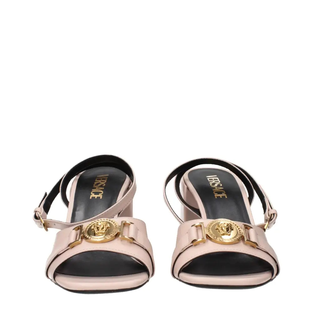 Versace Rosa Leder-Plateau-Sandalen