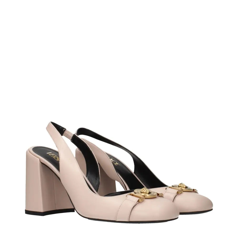 Versace Rosa Lederpumps mit hohem Absatz