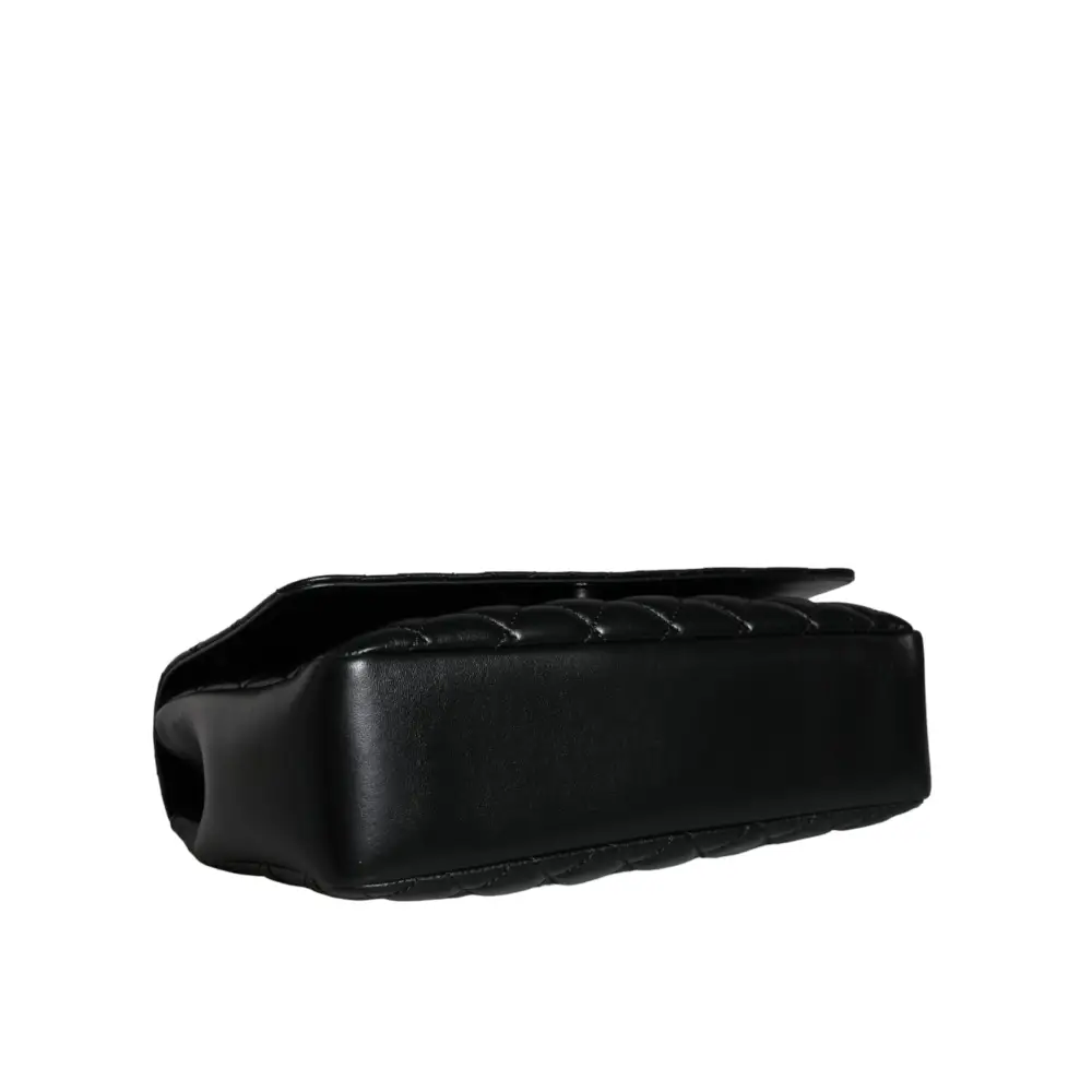 Versace Schwarze gesteppte Lammleder Crossbody Umhängetasche