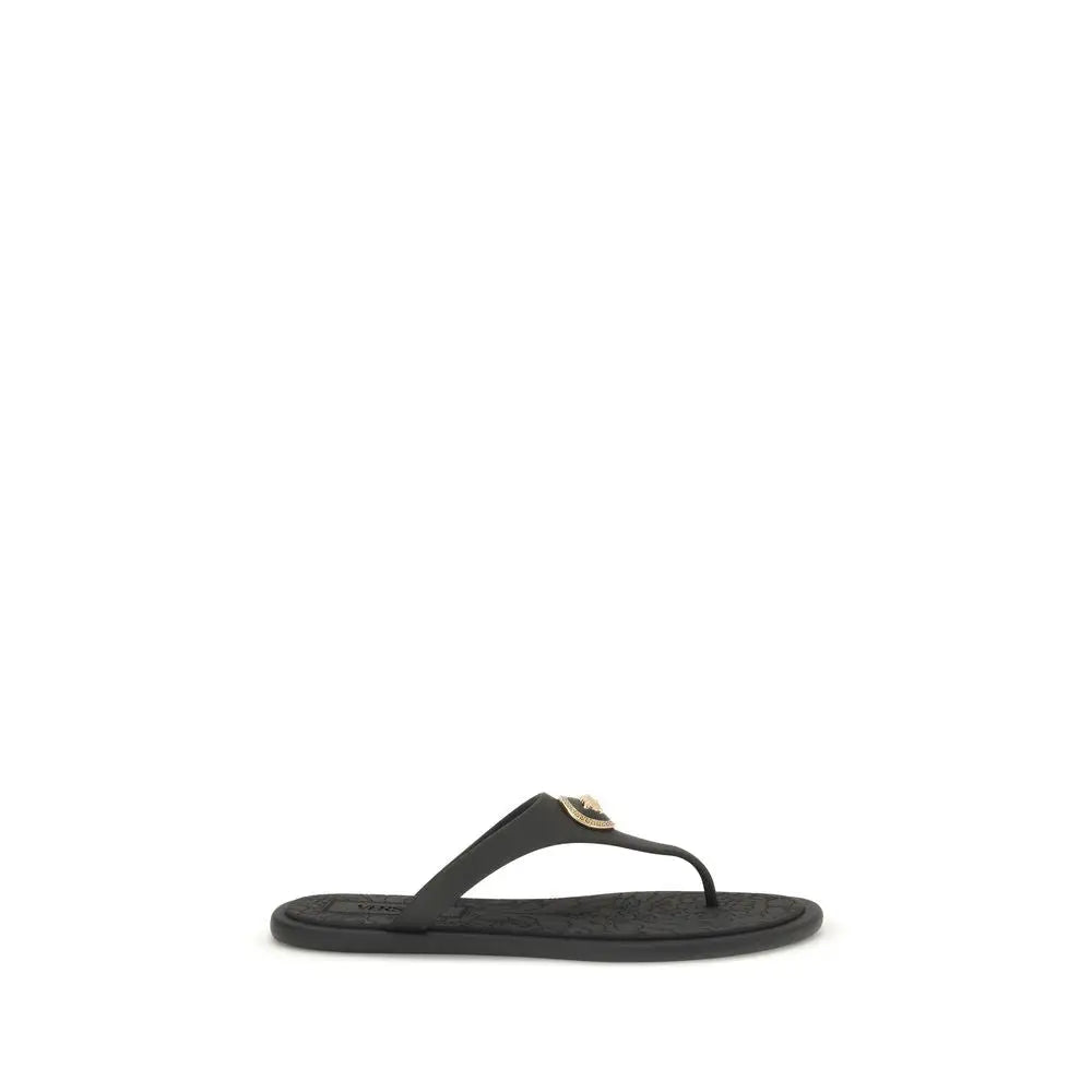 Versace Schwarze Gummi-Flip-Flops