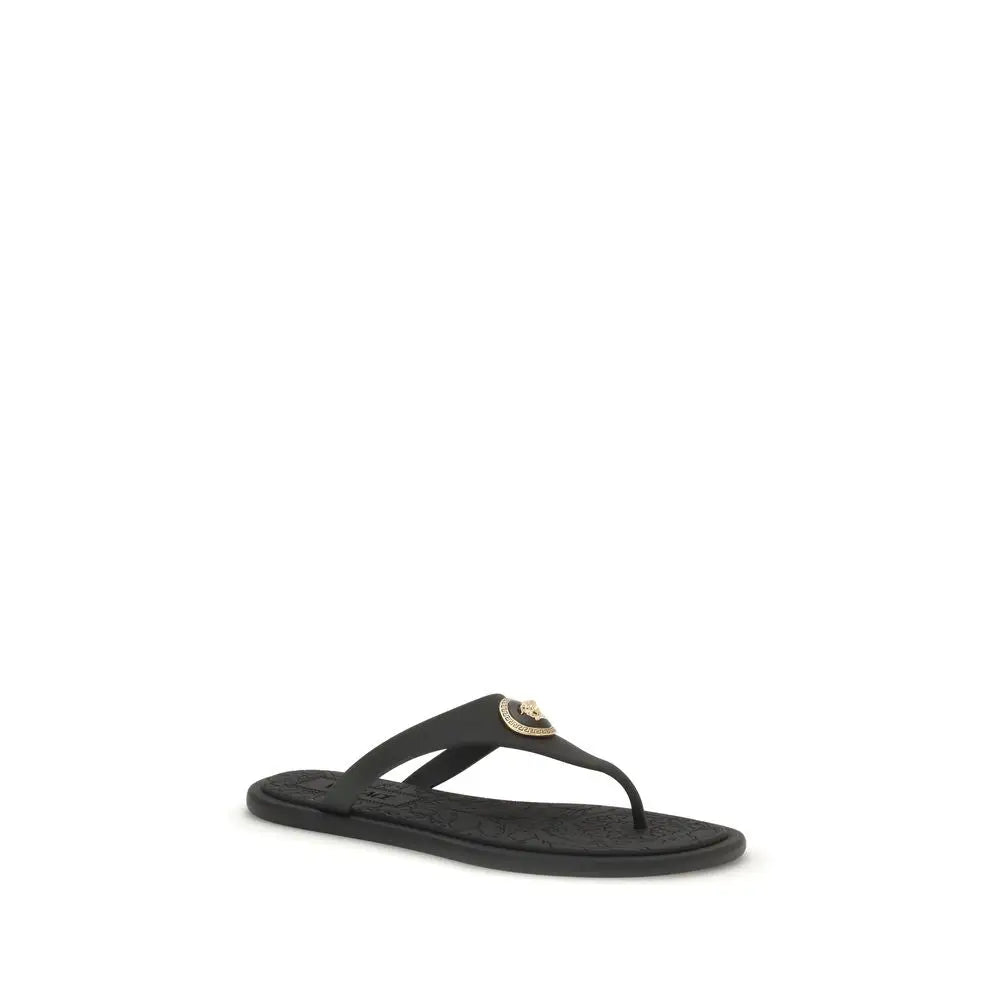 Versace Schwarze Gummi-Flip-Flops