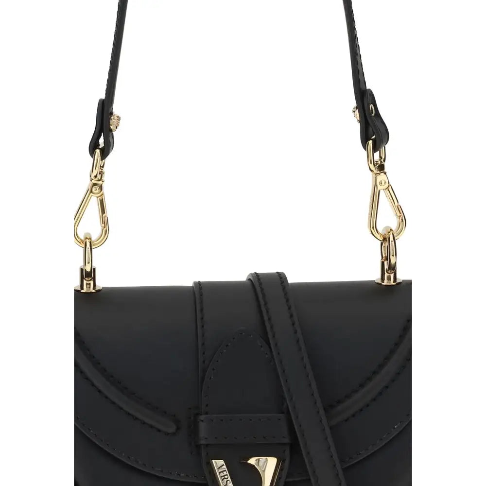 Versace Schwarze Kalbshaut Bos Taurus Schultertasche