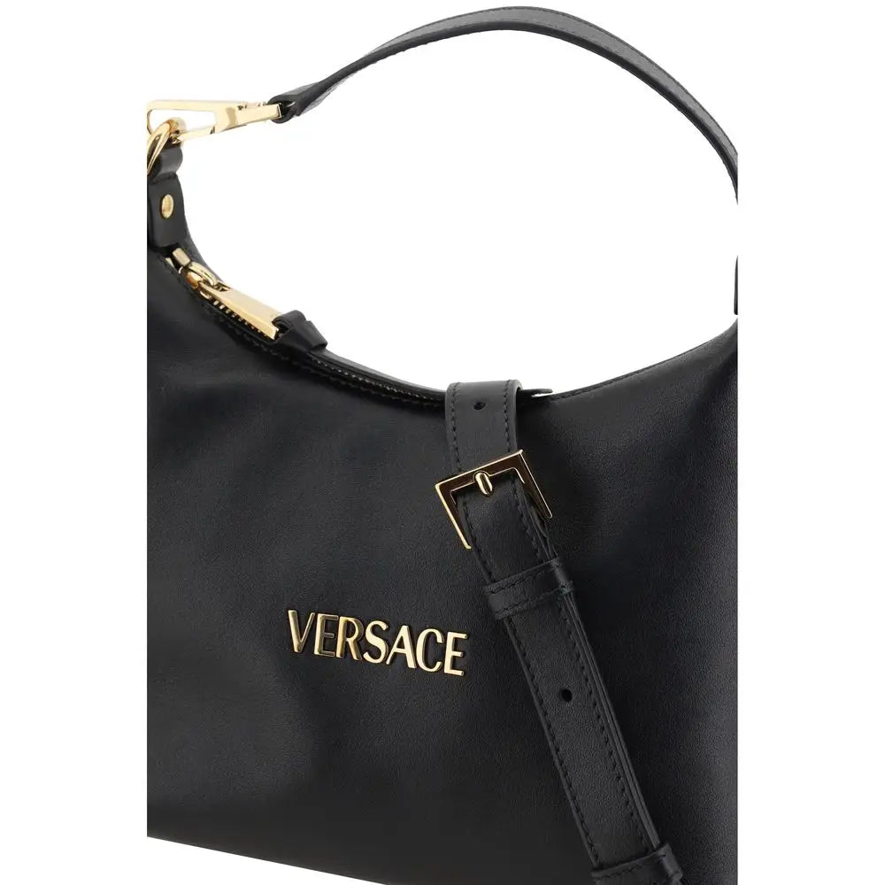 Versace Schwarze Kalbsleder Bos Taurus Handtasche