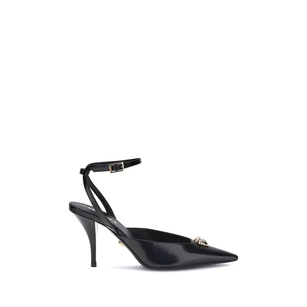 Versace Schwarze Kalbsleder Bos Taurus High Heels