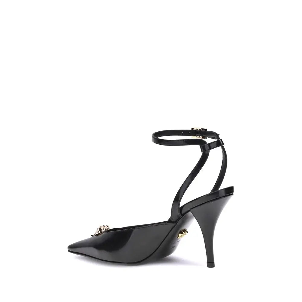 Versace Schwarze Kalbsleder Bos Taurus High Heels