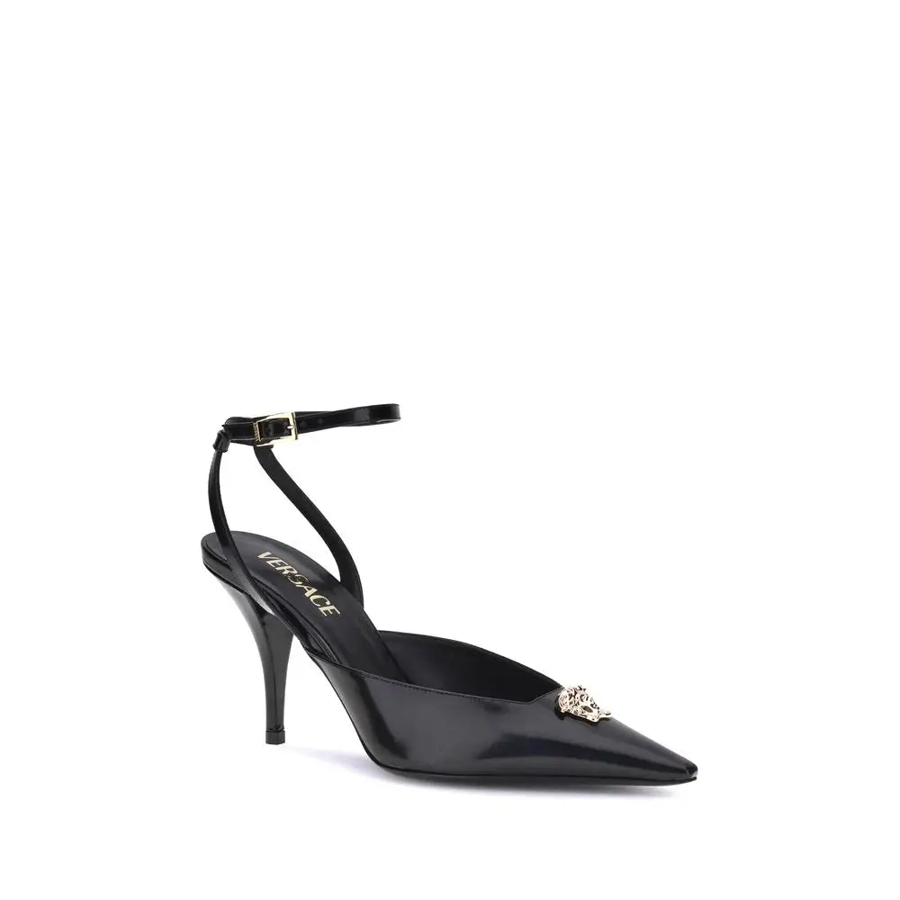 Versace Schwarze Kalbsleder Bos Taurus High Heels