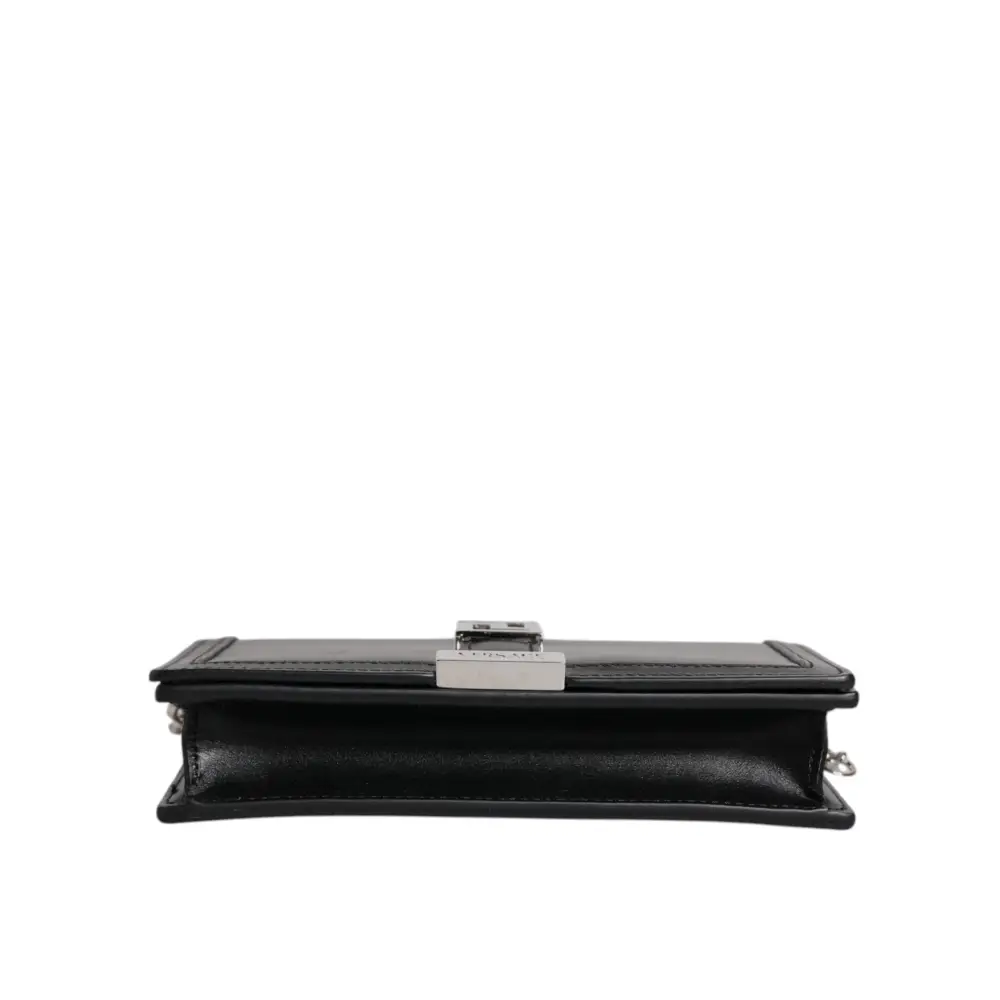 Versace Schwarze Kalbsleder-Kettenriemen-Schulter-Crossbody-Tasche