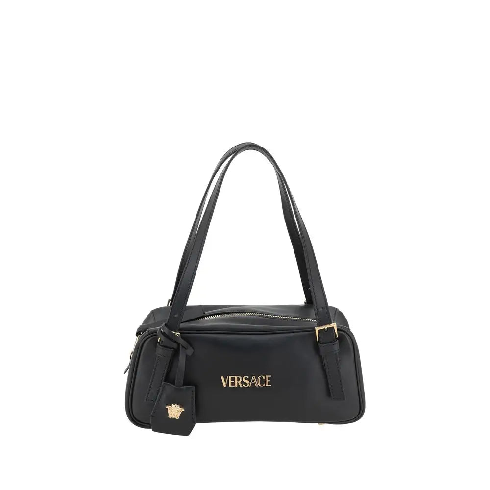 Versace Schwarze Lammleder Schultertasche Ovis Aries Aries