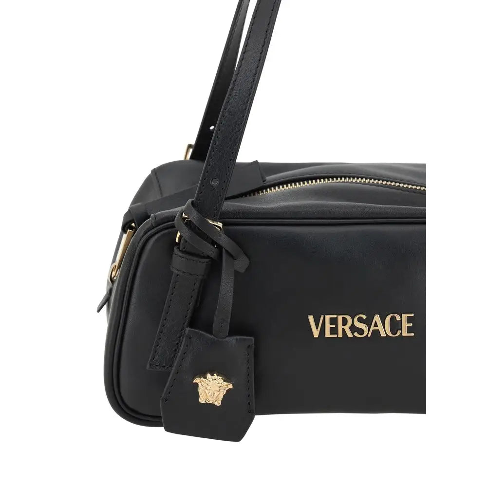 Versace Schwarze Lammleder Schultertasche Ovis Aries Aries