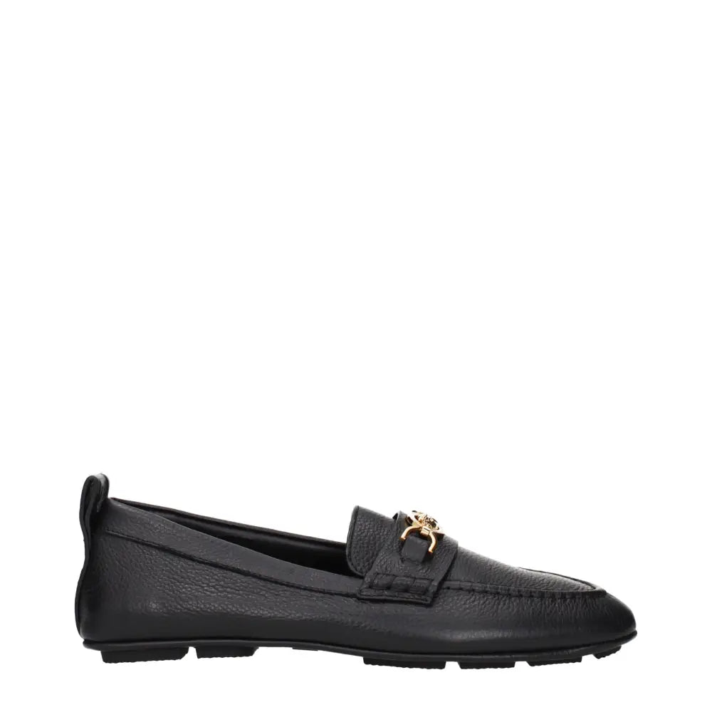 Versace Schwarze Leder-Loafer zum Hineinschlüpfen