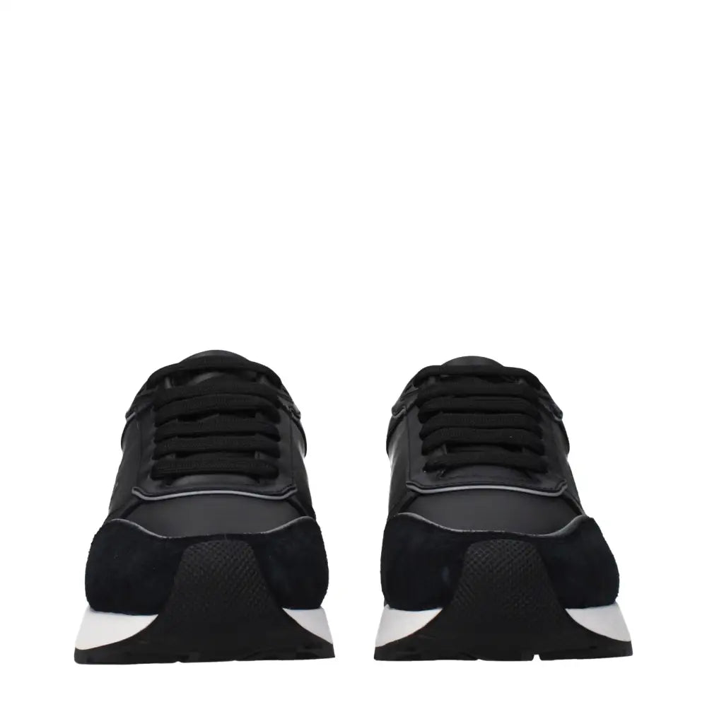 Versace Schwarze Leder Low-Top-Sneaker