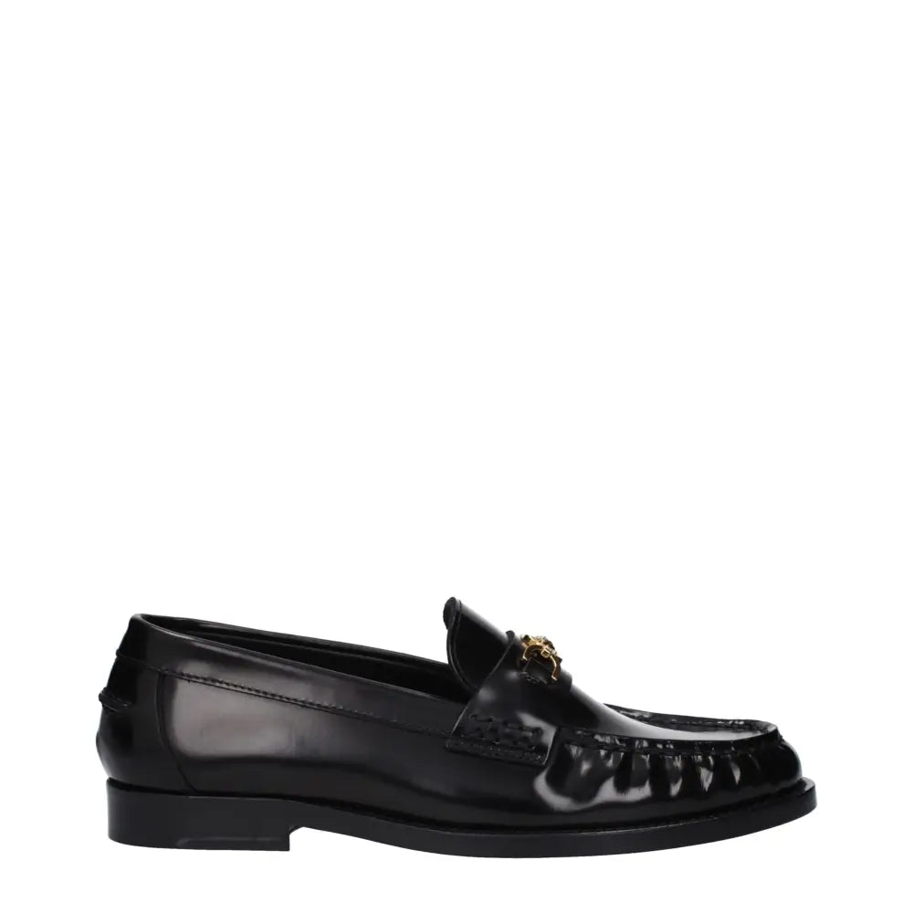 Versace Schwarze Leder Slipper