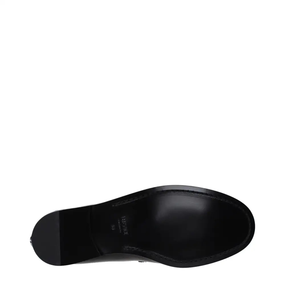 Versace Schwarze Leder Slipper