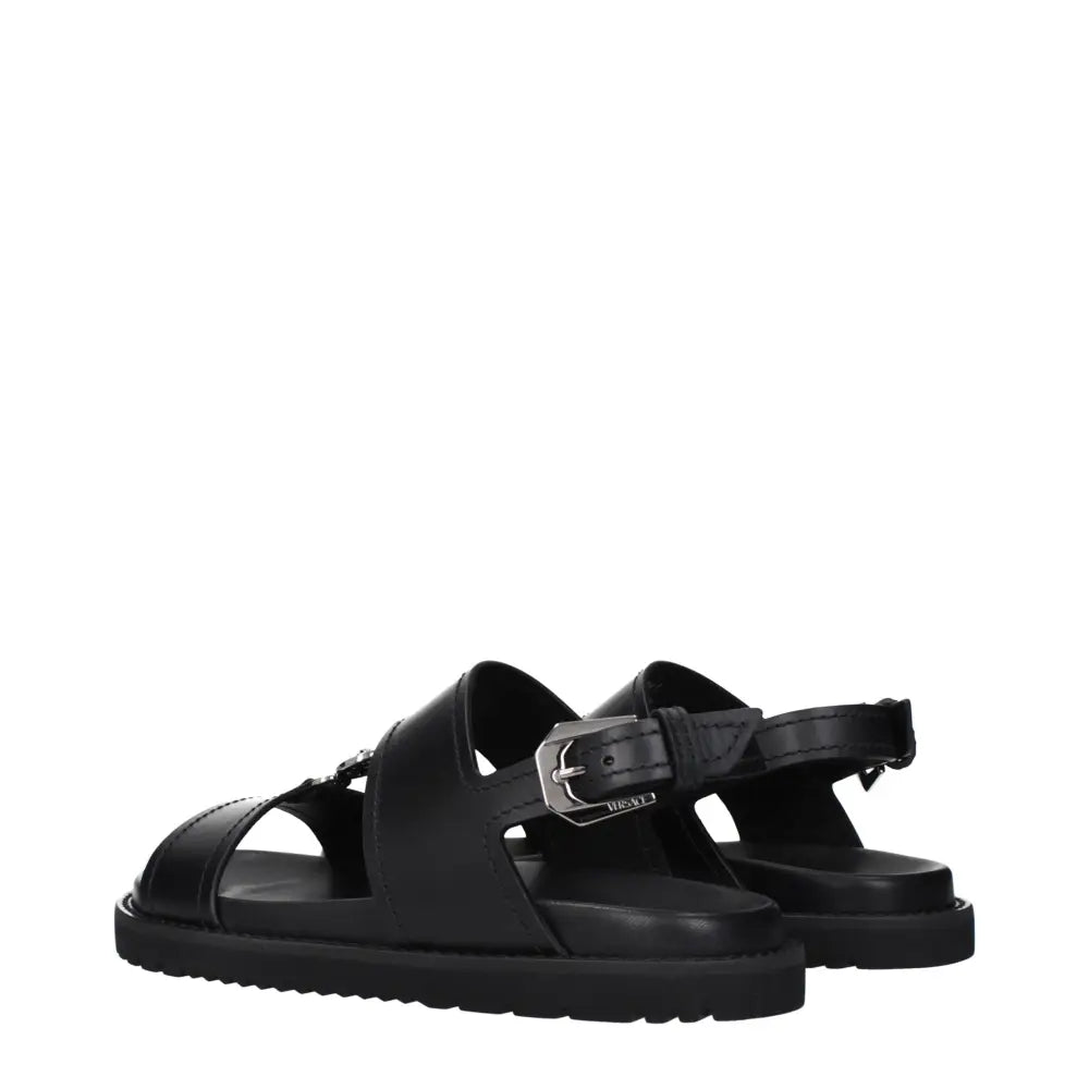 Versace Schwarze Ledersandalen