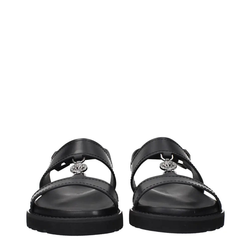 Versace Schwarze Ledersandalen