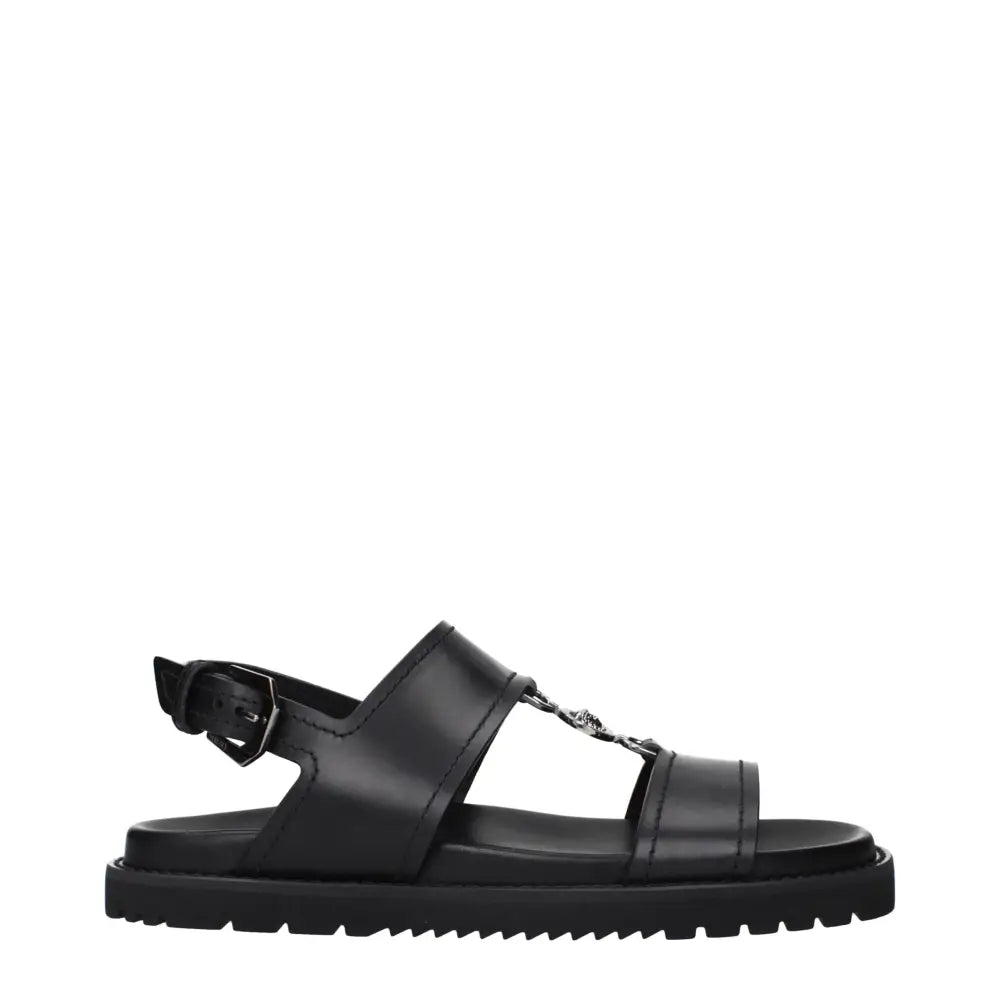 Versace Schwarze Ledersandalen - EU40.5/US7.5