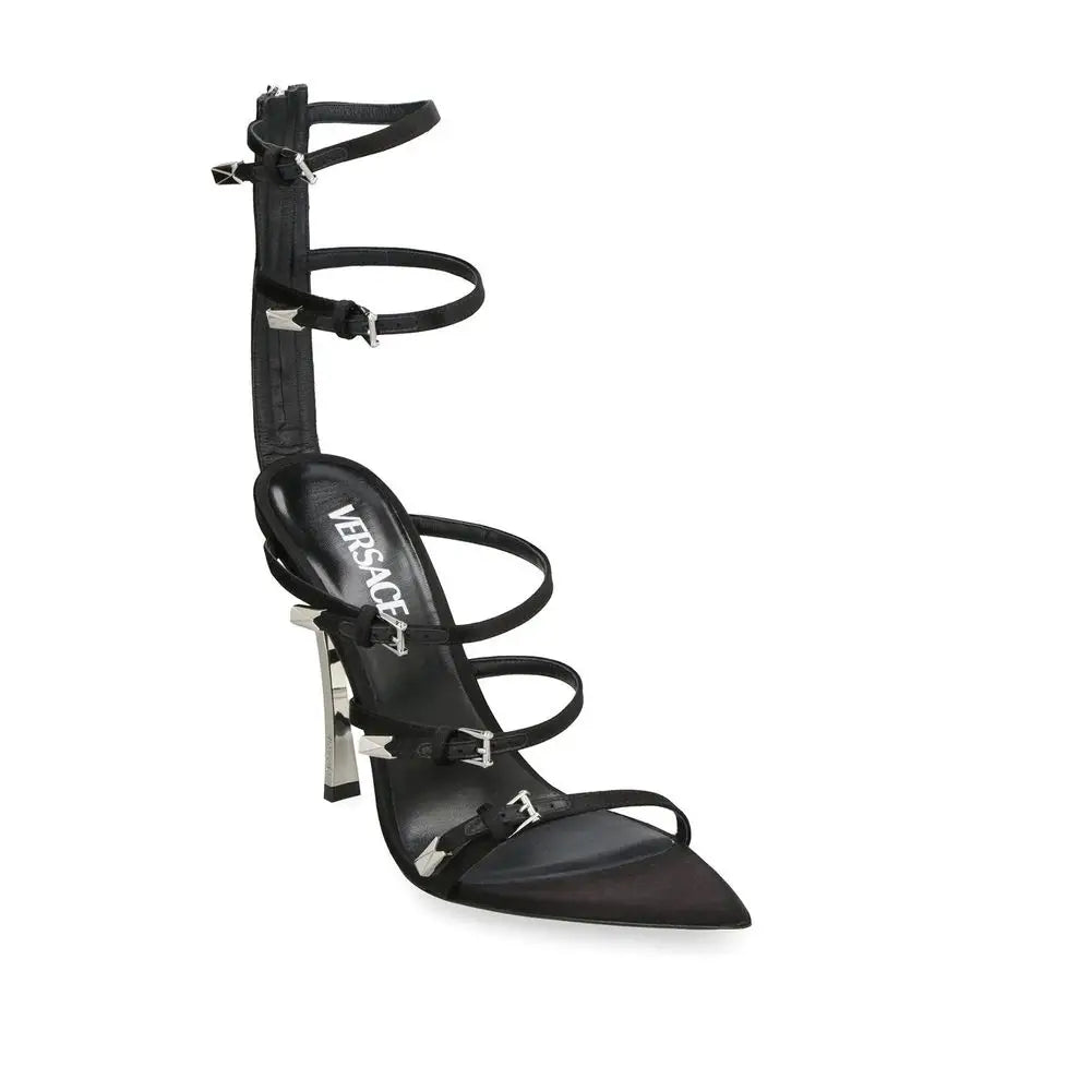 Versace Schwarze Stilettosandalen aus Kalbsleder - EU40/US10