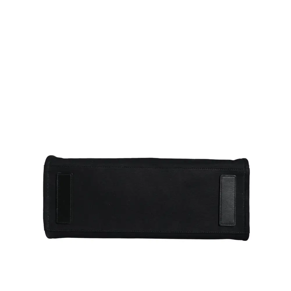 Versace Schwarze Top Handle Canvas Leder Logo Crossbody Tote Bag