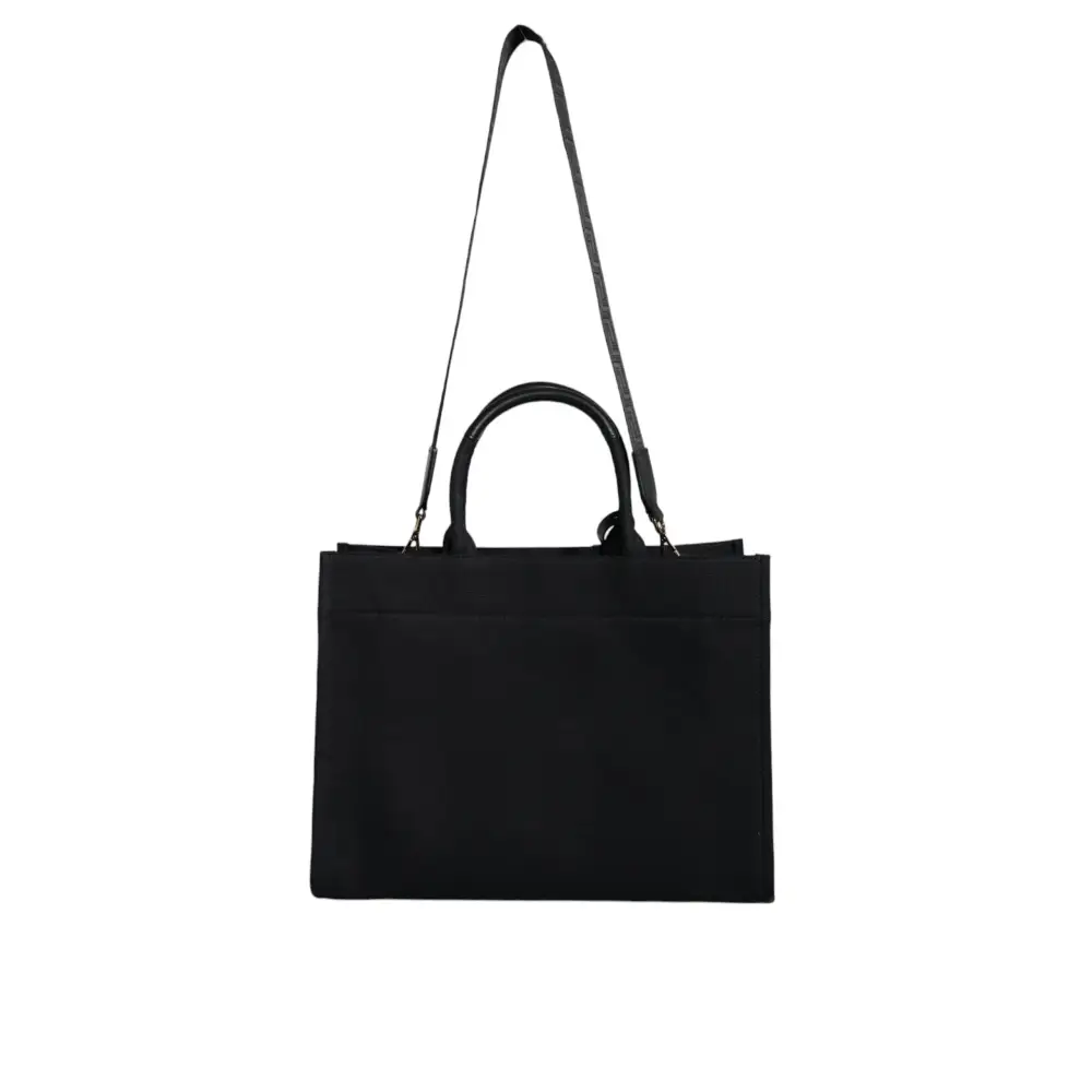 Versace Schwarze Top Handle Canvas Leder Logo Crossbody Tote Bag