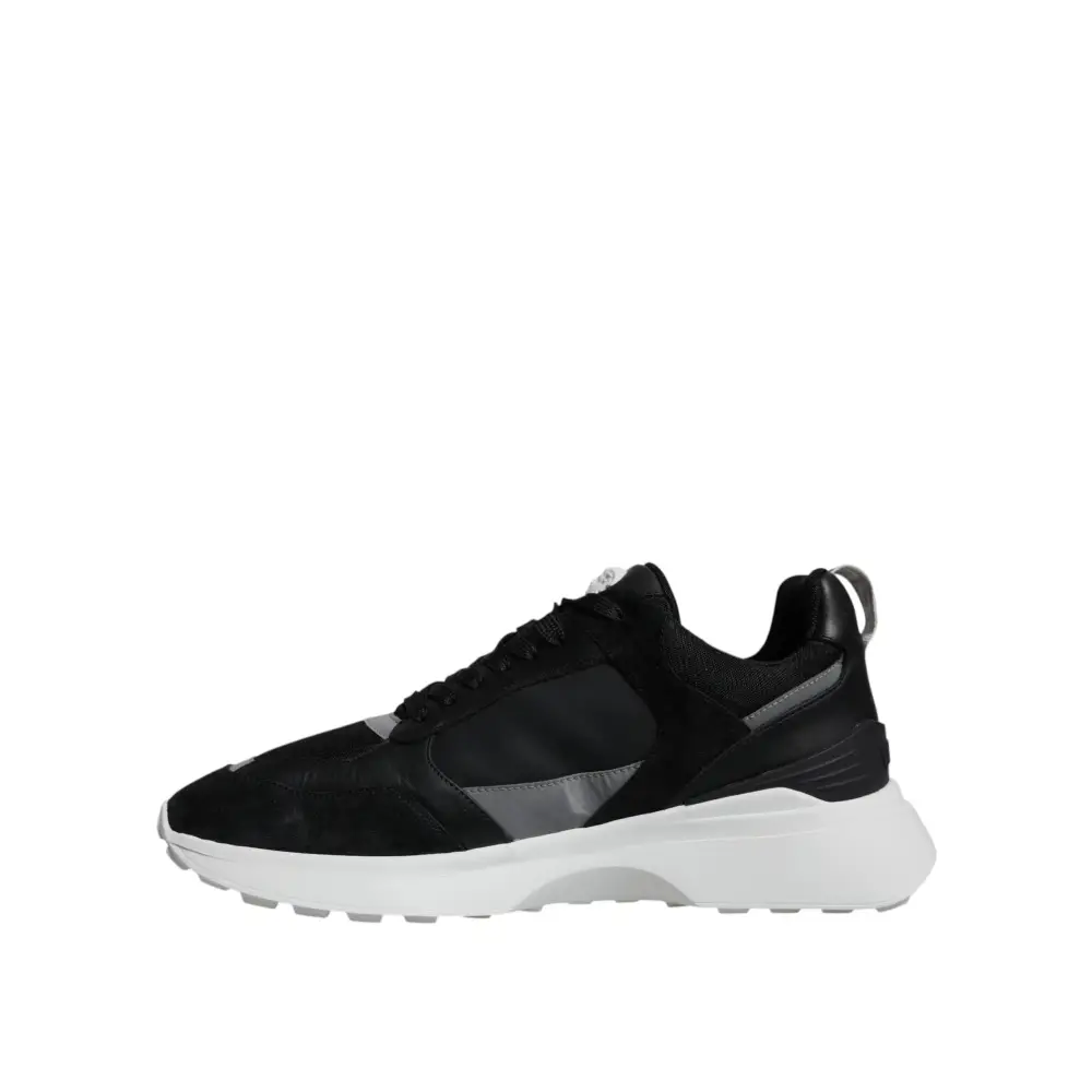 Versace Schwarzer Canvas Quad Fabric Medusa Low Top Sneaker Schuhe