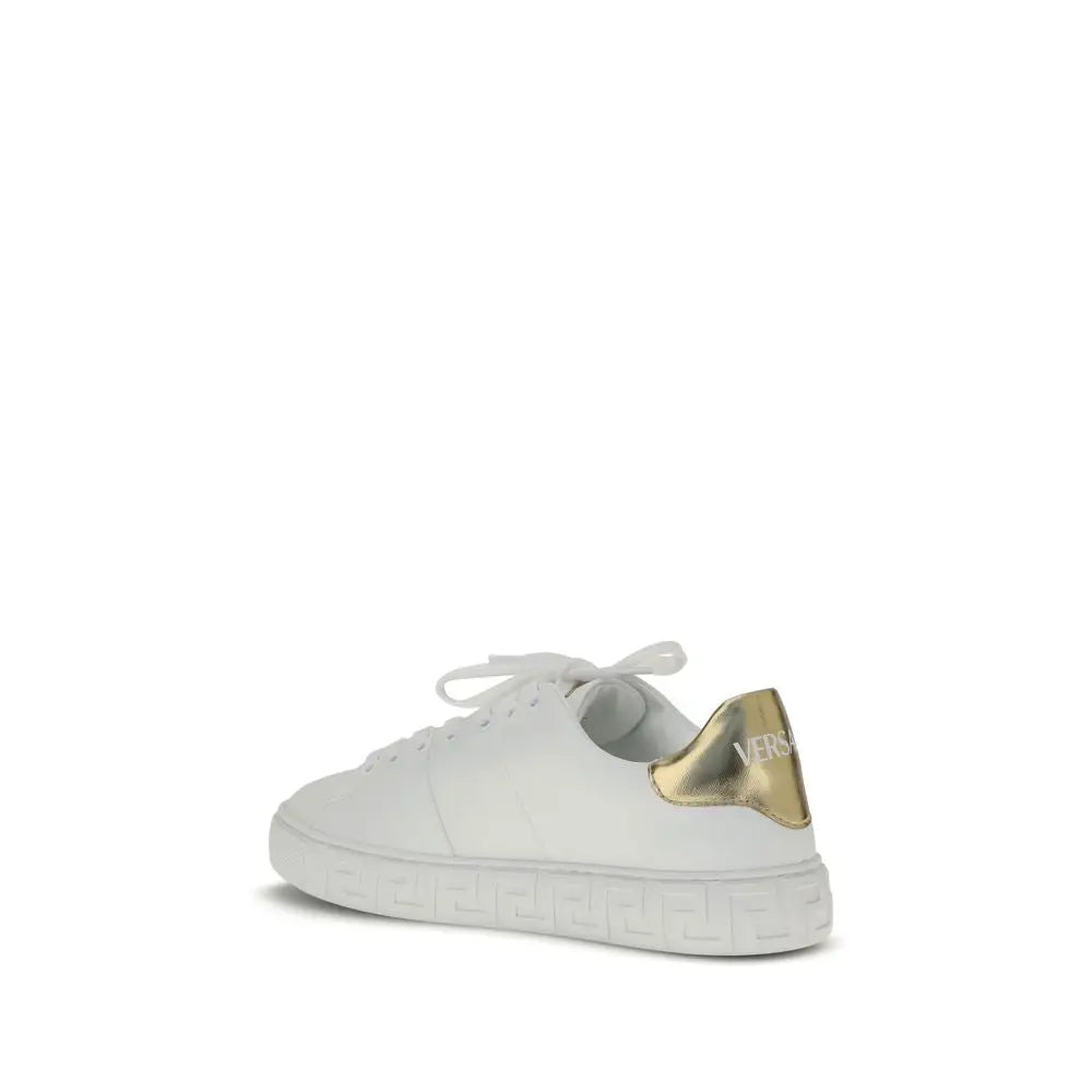 Versace Weiße Kalbshaut Bos Taurus Sneakers mit niedrigem Schaft
