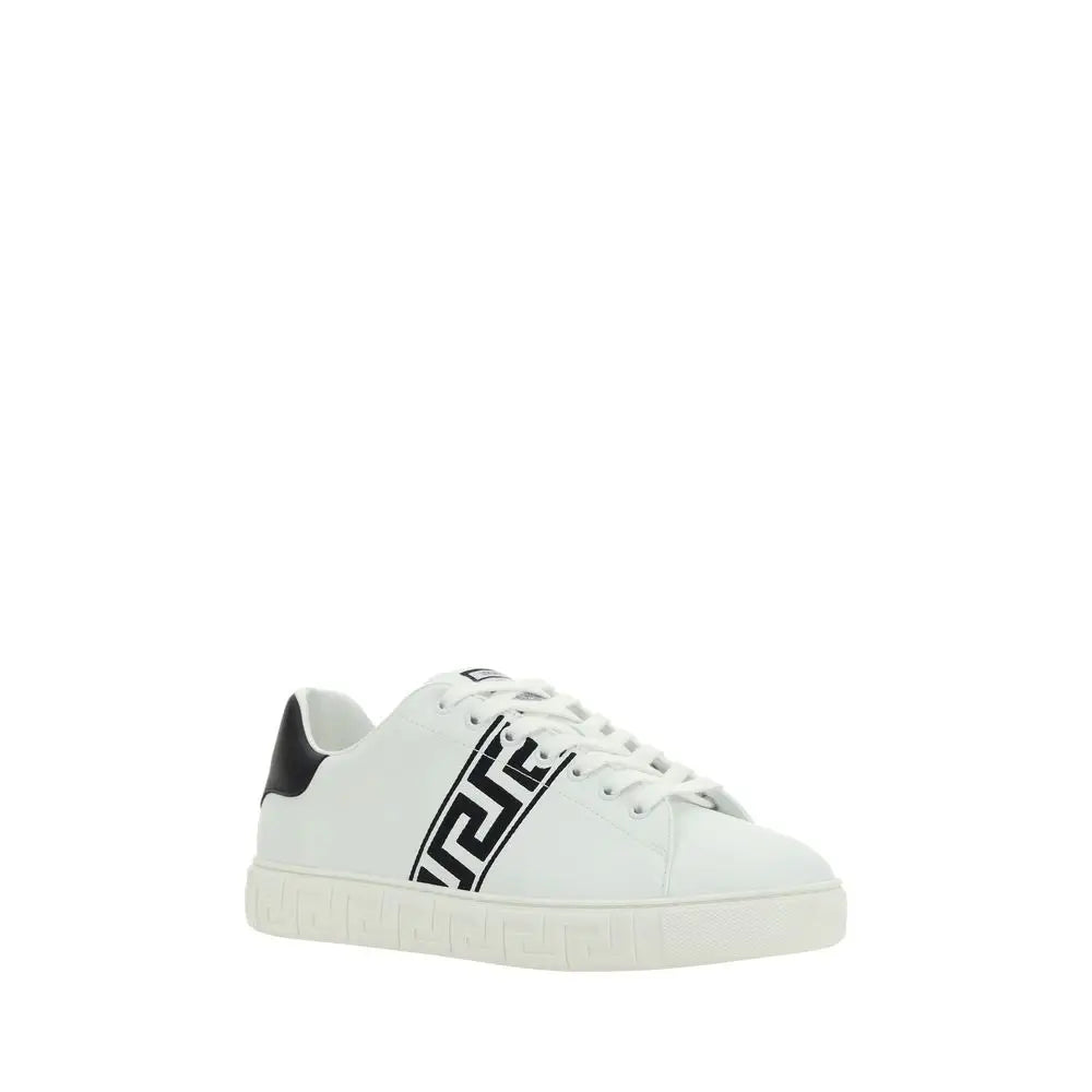 Versace Weiße Kalbsleder Bos Taurus Low-Top-Sneaker