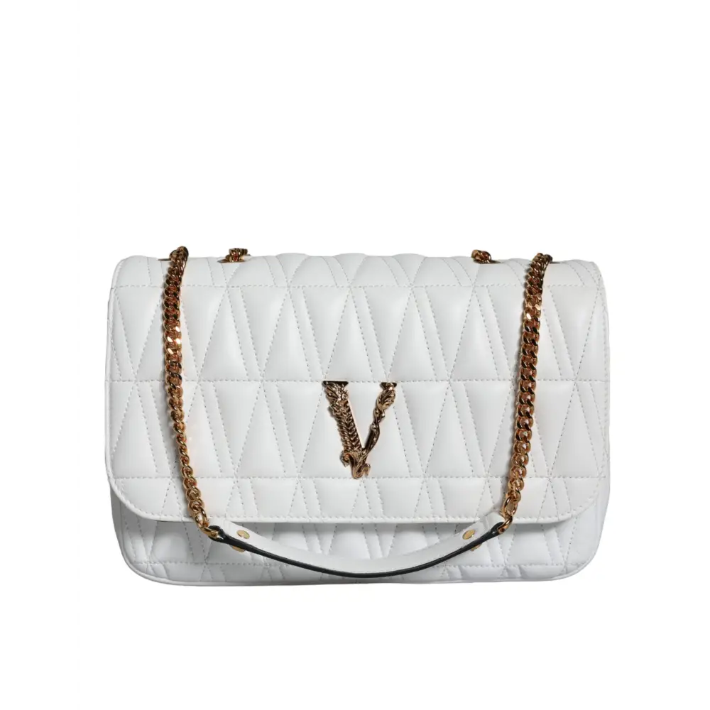 Versace Weiße Mini-Nappaleder-Crossbody-Umhängetasche