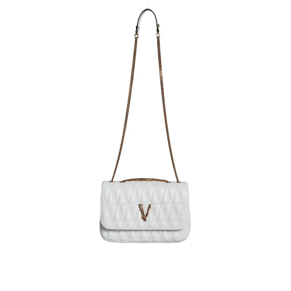 Versace Weiße Mini-Nappaleder-Crossbody-Umhängetasche