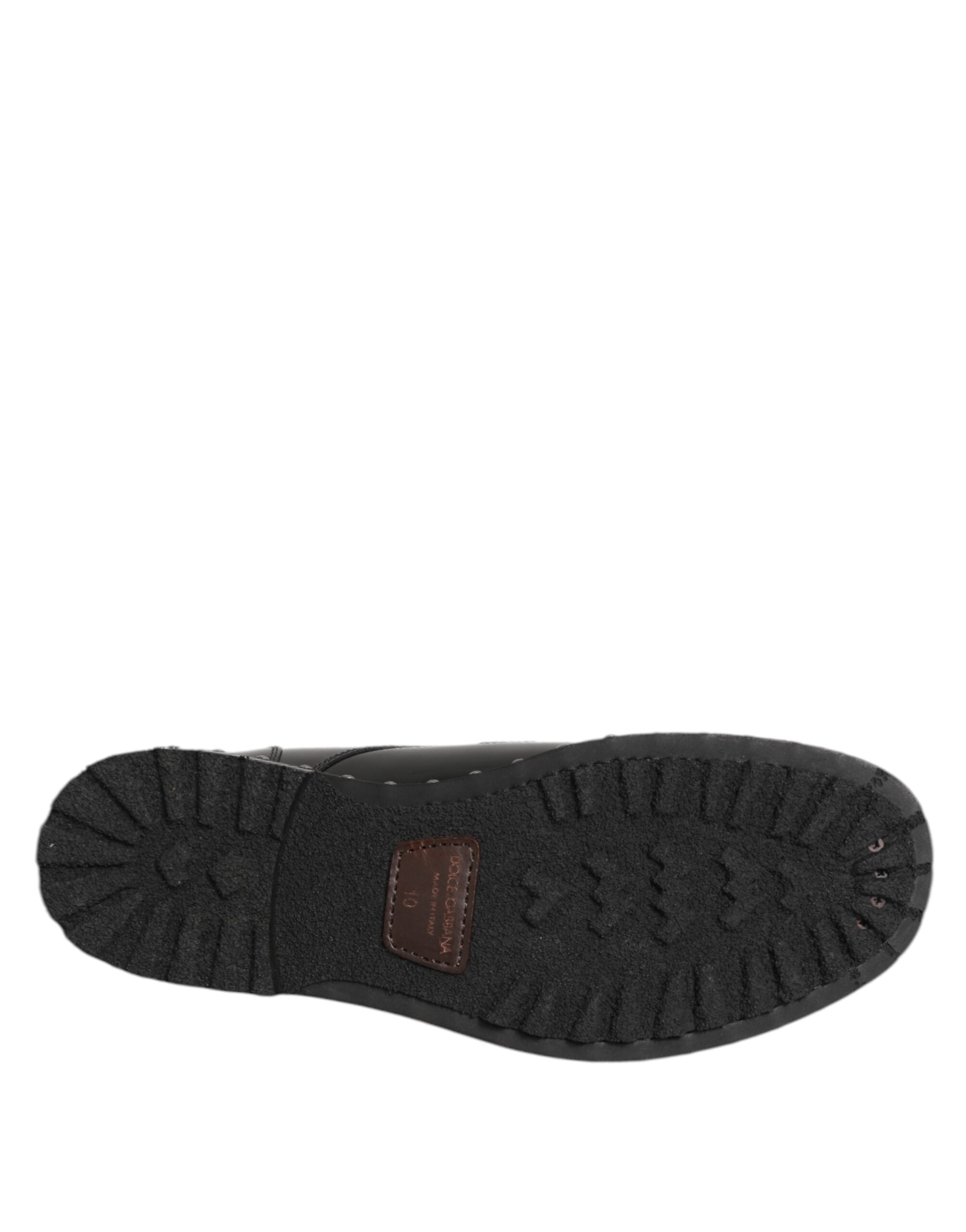 Dolce & Gabbana Schwarzes Leder beschlagene Männer formelle Derby Schuhe