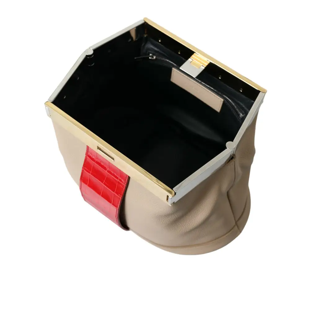 Balenciaga Beige Rot Zweifarbige Tasche aus exotischem Leder