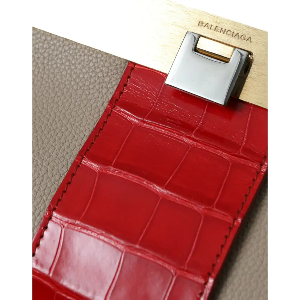 Balenciaga Beige Rot Zweifarbige Tasche aus exotischem Leder