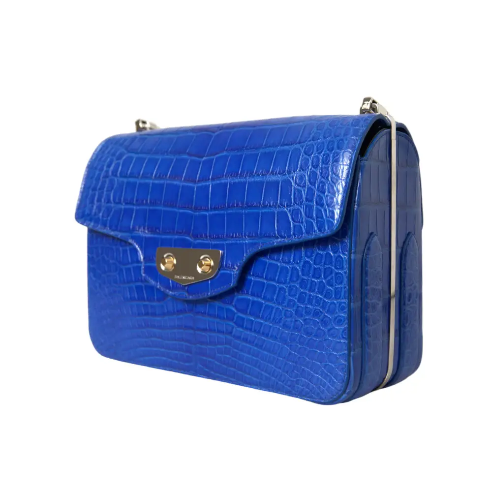 Balenciaga Blaue Exotenleder Neo Classic Kleine Umhängetasche