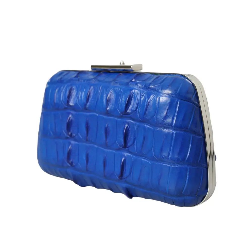 Balenciaga Blaue exotische Haut Leder Schulter Crossbody Box Clutch Tasche