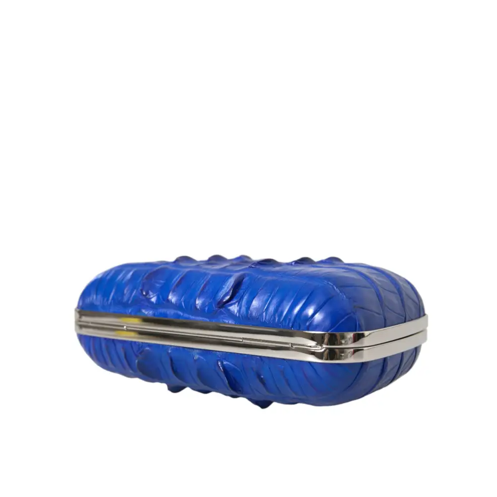 Balenciaga Blaue exotische Haut Leder Schulter Crossbody Box Clutch Tasche