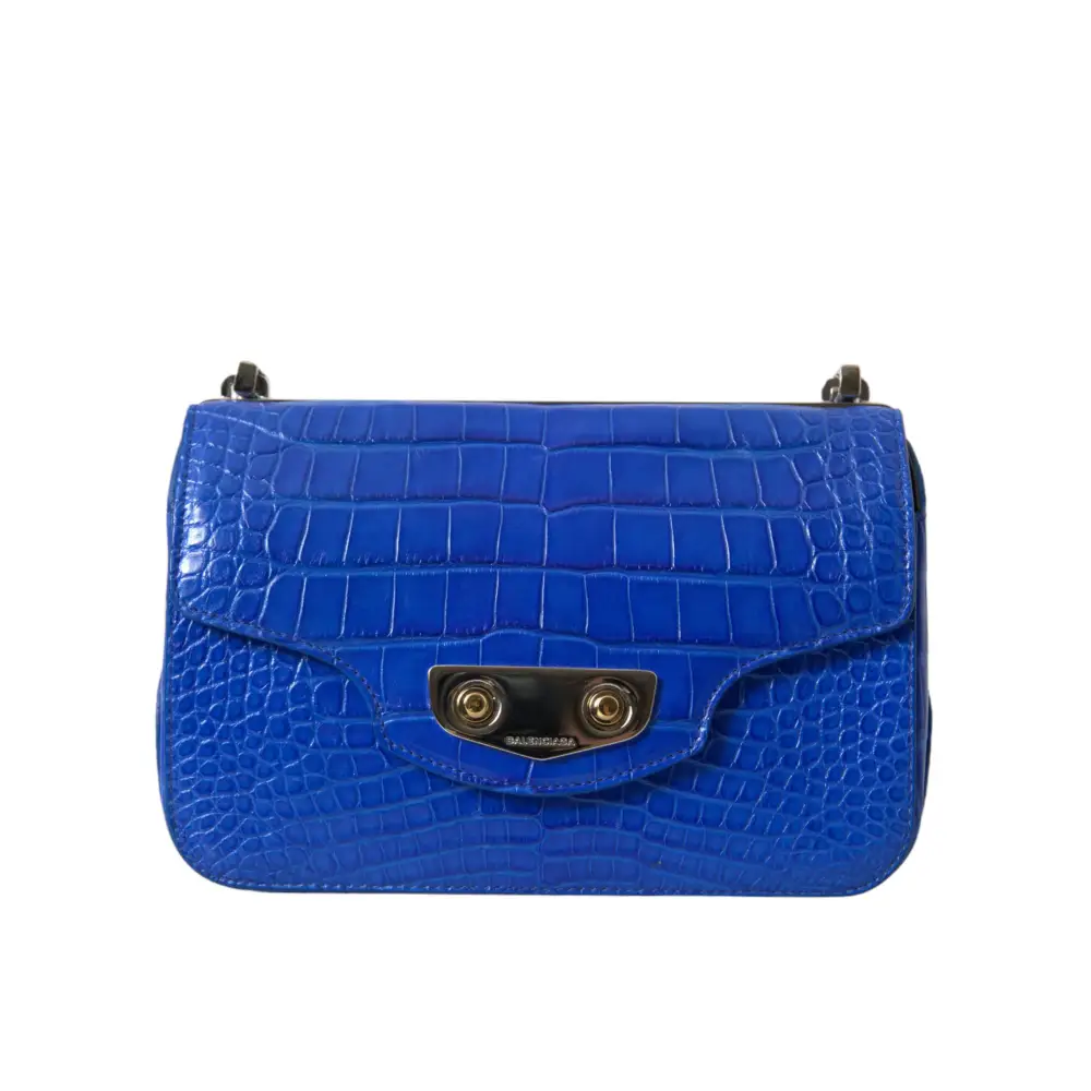 Balenciaga Blaue Exotische Leder Neo Klassische Geldbörse Umhängetasche Handtasche