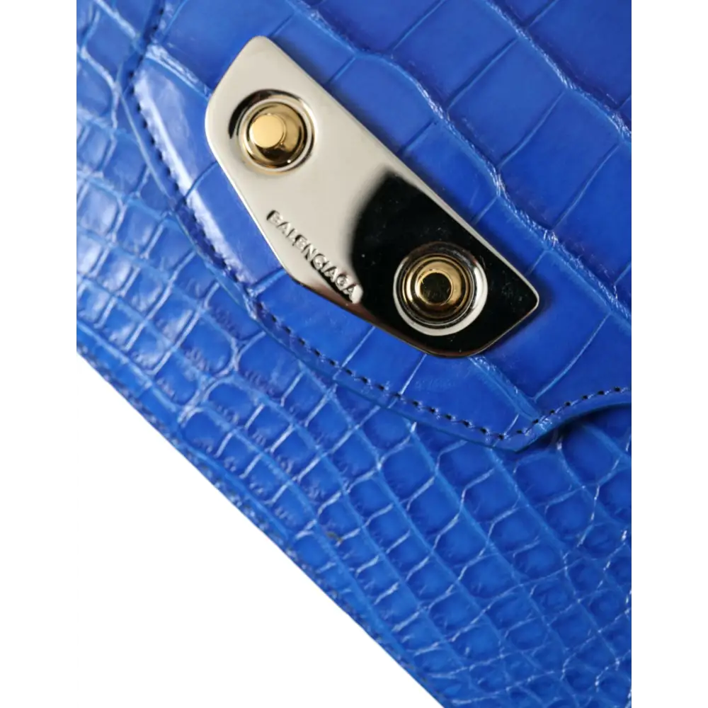 Balenciaga Blaue Exotische Leder Neo Klassische Geldbörse Umhängetasche Handtasche