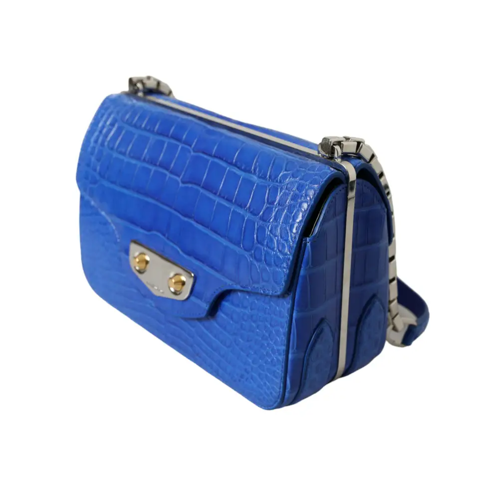 Balenciaga Blaue Exotische Leder Neo Klassische Geldbörse Umhängetasche Handtasche
