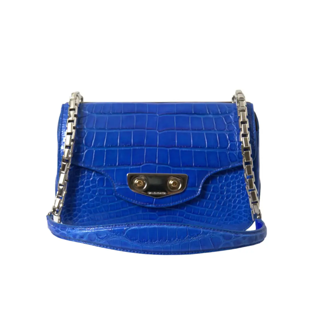 Balenciaga Blaue Exotische Leder Neo Klassische Geldbörse Umhängetasche Handtasche