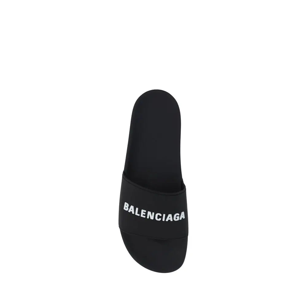 Balenciaga Flache Gummisandalen in Schwarz - EU40/US7