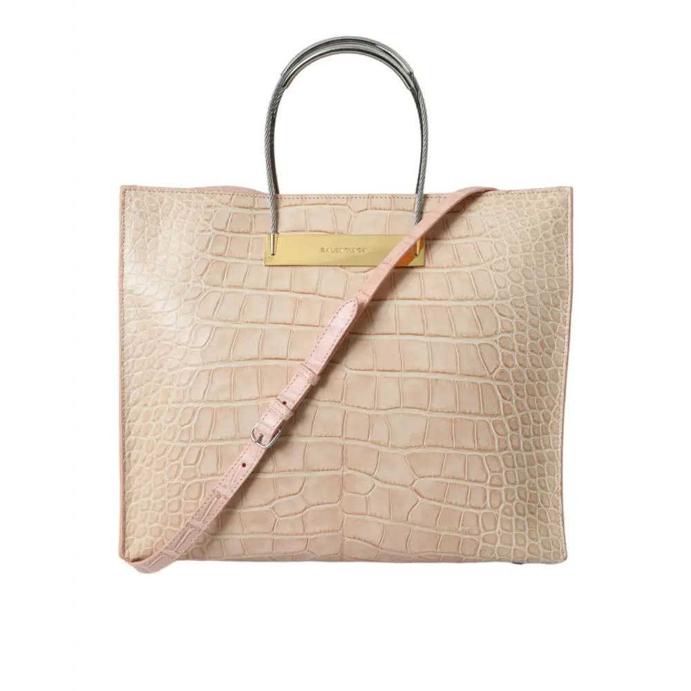Balenciaga Rosa Exotische Lederprägung mit Kabelgriff Shopper Tote Bag