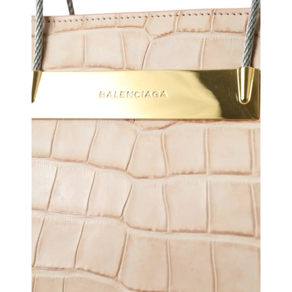 Balenciaga Rosa Exotische Lederprägung mit Kabelgriff Shopper Tote Bag
