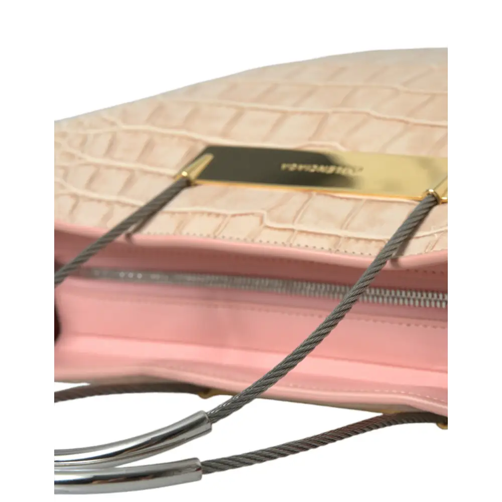 Balenciaga Rosa Exotische Lederprägung mit Kabelgriff Shopper Tote Bag