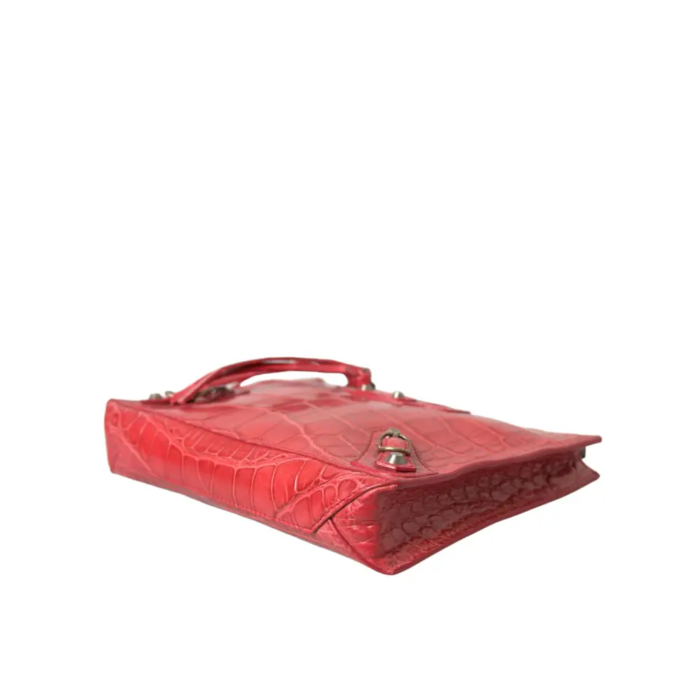 Balenciaga Rote exotische Haut Leder Classic Pouch Geldbörse Handgelenk Tasche