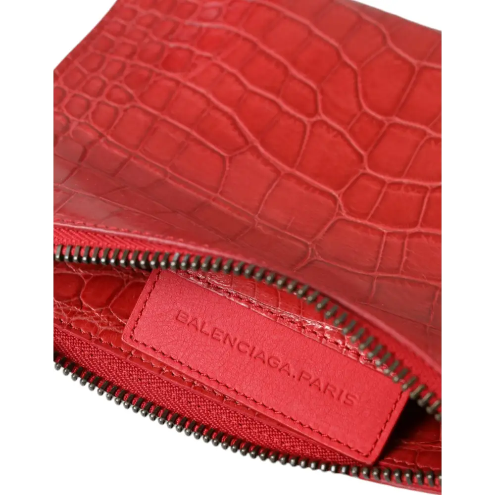 Balenciaga Rote exotische Haut Leder Classic Pouch Geldbörse Handgelenk Tasche