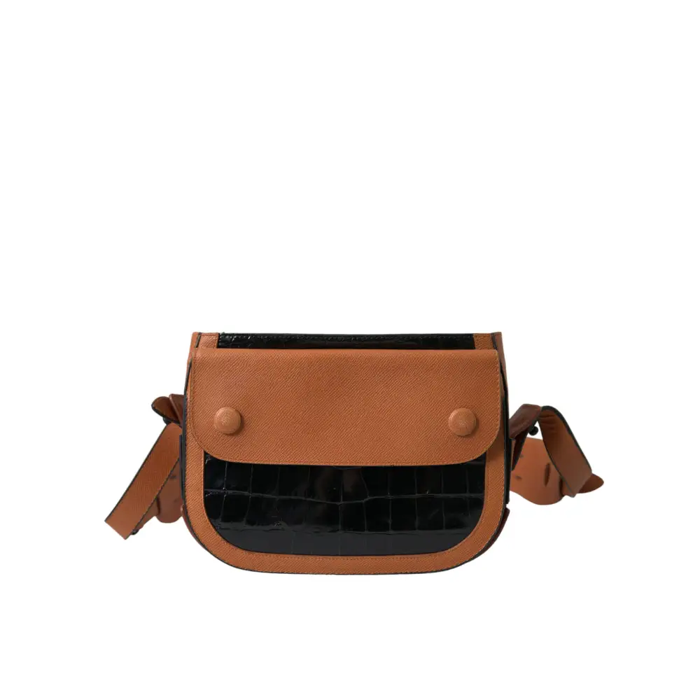 Balenciaga Schwarz Braun Exotische Haut Leder Umhängetasche Kamera Geldbörse