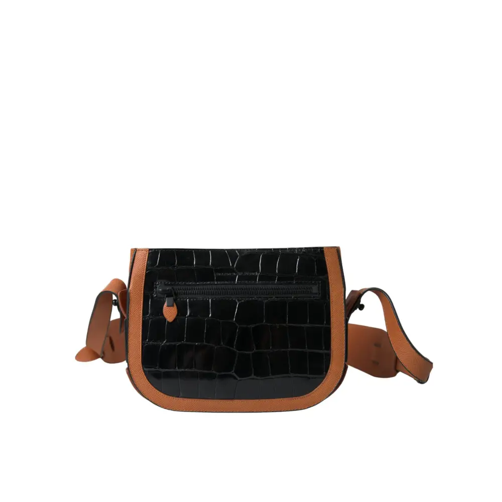 Balenciaga Schwarz Braun Exotische Haut Leder Umhängetasche Kamera Geldbörse